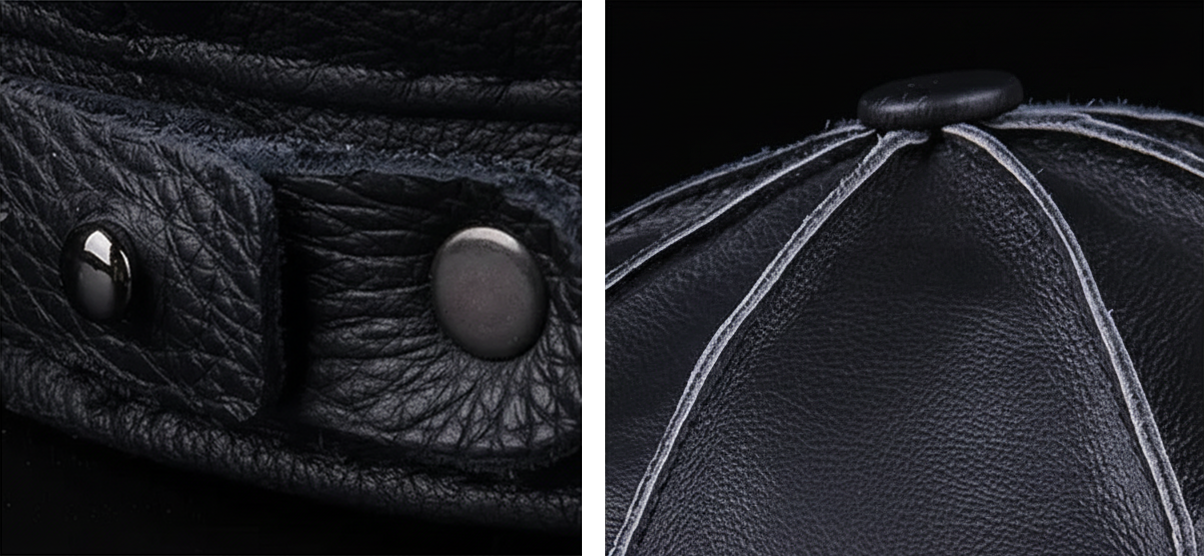 本革 八角形ニュースボーイキャップ(レトロスタイル)